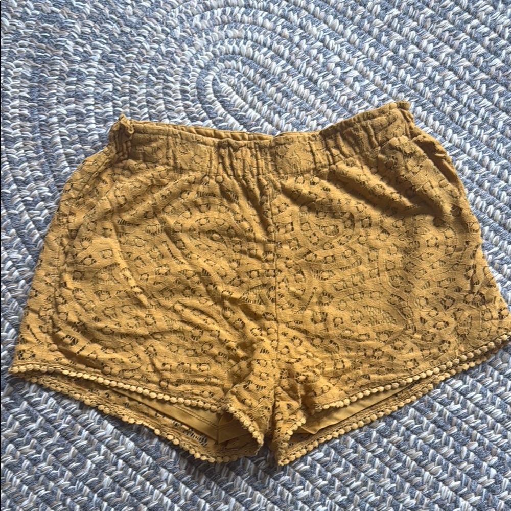Women's Mustard Lace Shorts